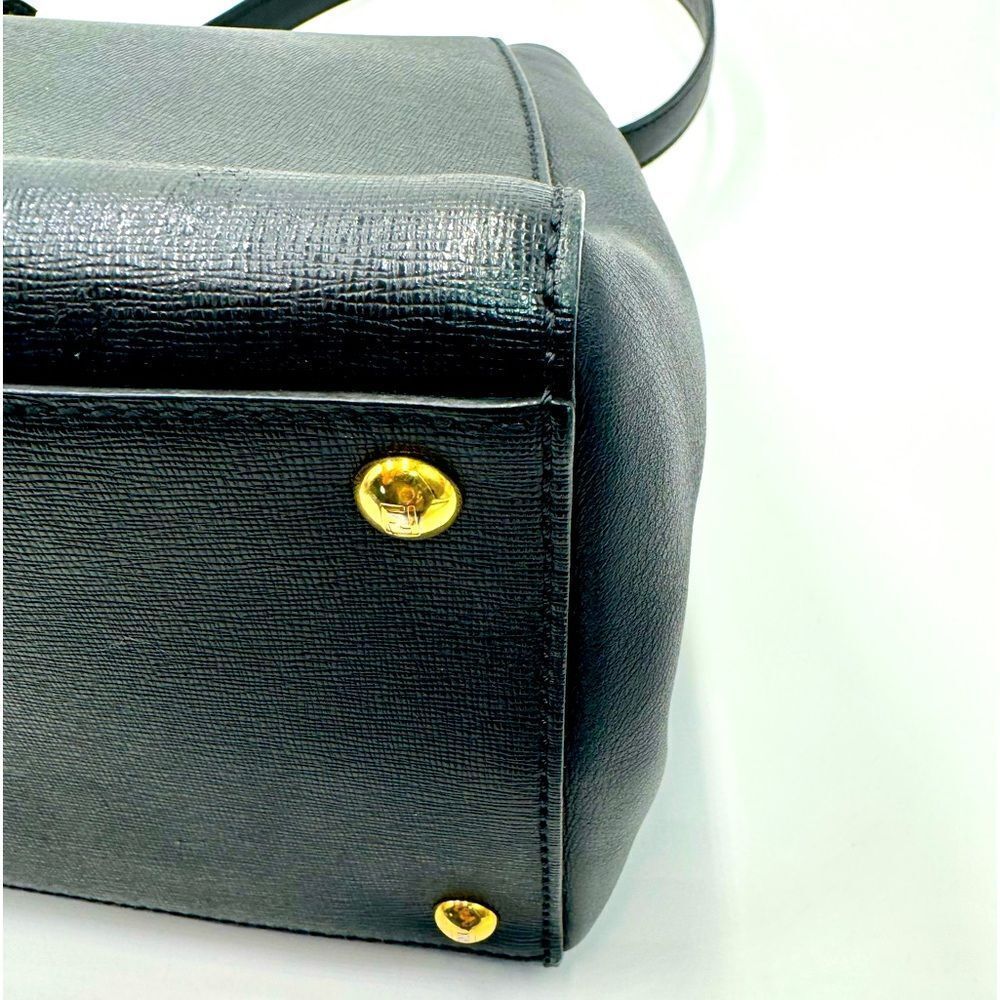 Fendi Medium Black Leather Sac 2Jours Top Handle 2way Tote Bag Preloved Purse - Picture 7 of 14